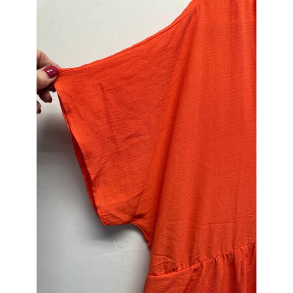 Chicsoul Oversized Bright Orange Babydoll Flowy Dress Size 2XL Feminine NWOT - Picture 2 of 8
